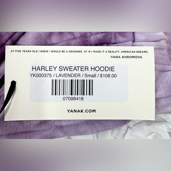 YANA K NWT Harley Tie Dye Hoodie Sweater Sz Small Purple & White Boho Zip Up - Picture 5 of 10